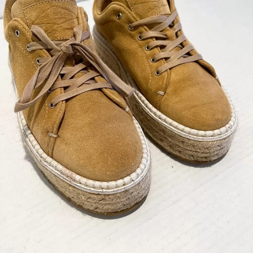 Rag & Bone Kent Tan Suede Espadrille Slip On Boho Designer Lace Up Sneakers 7.5